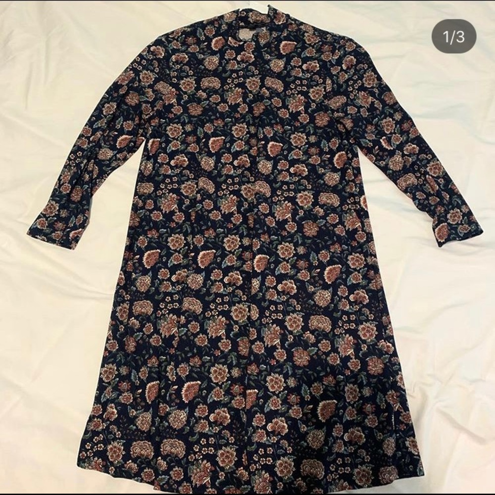 Navy Print T-shirt Dress